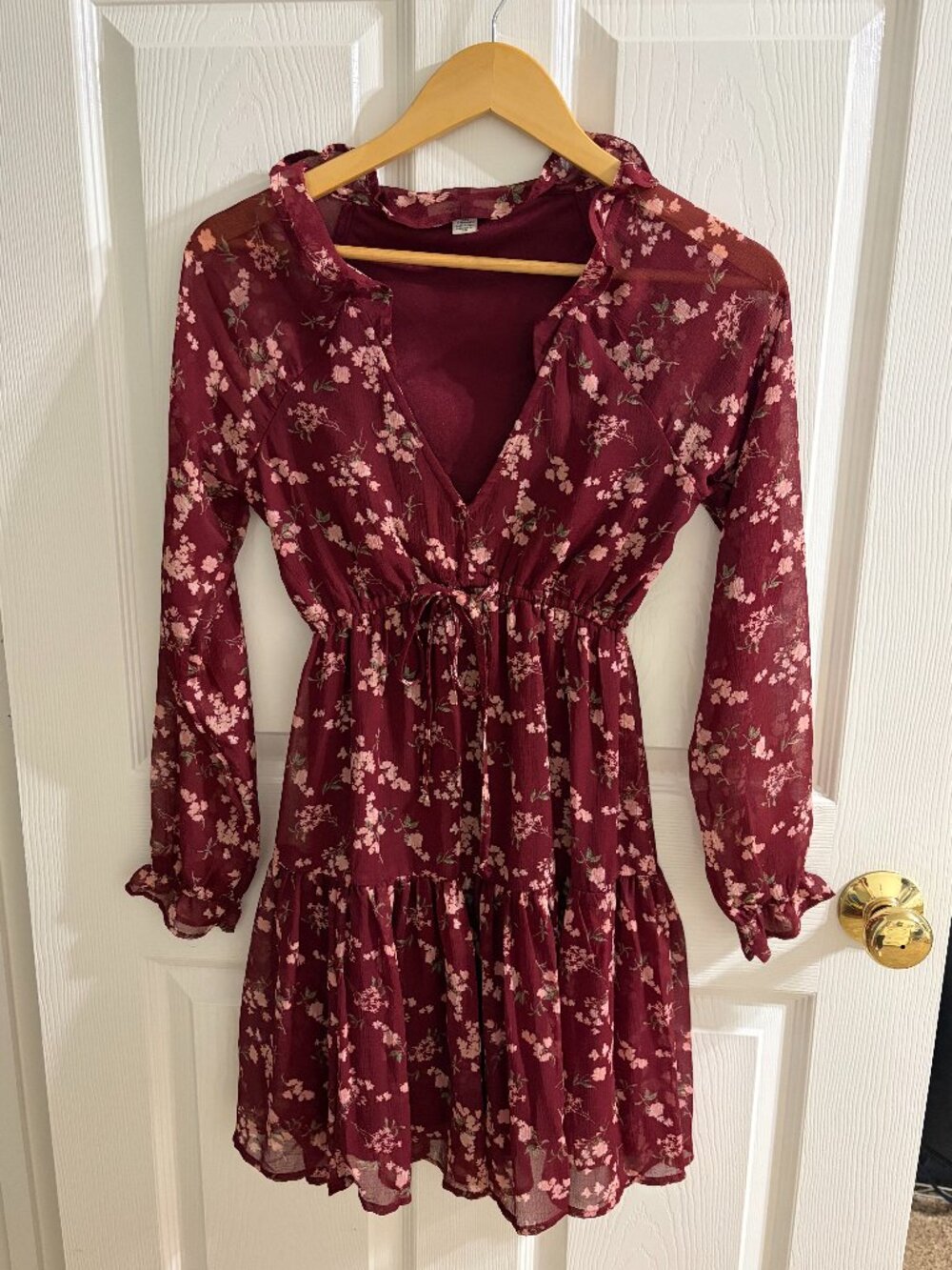 American Eagle Maroon/Burgundy Floral Mini Dress